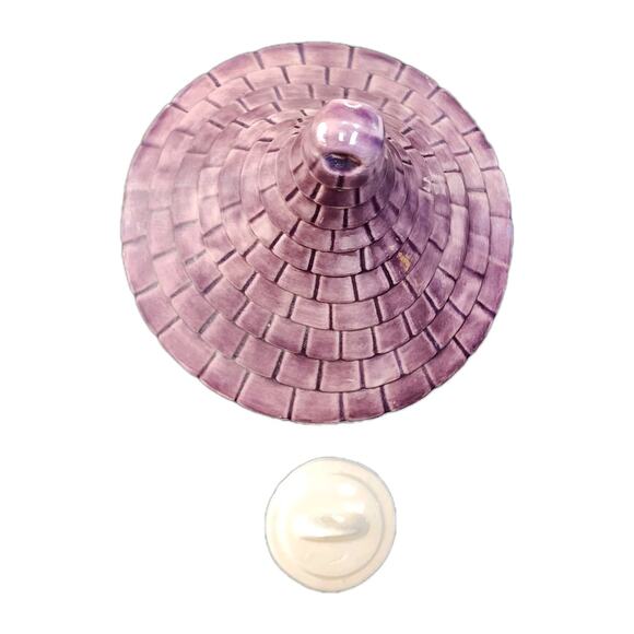 Vintage Hand Painted Ceramic Hummingbird Feeder Lois White Lavender Roof 13 Inch - Picture 4 of 11